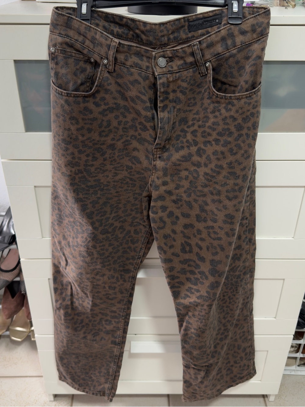Zara Brown Leopard-Print Jeans